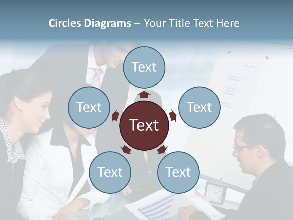 A Group Of Business People Looking At A Presentation PowerPoint Template