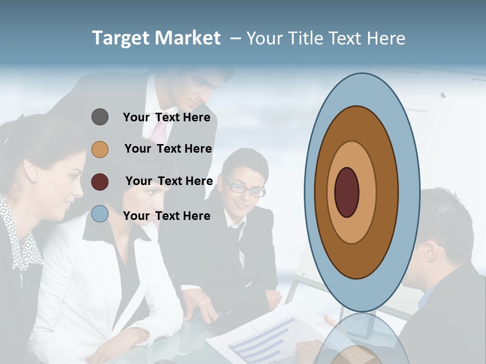 A Group Of Business People Looking At A Presentation PowerPoint Template