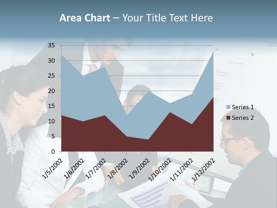 A Group Of Business People Looking At A Presentation PowerPoint Template