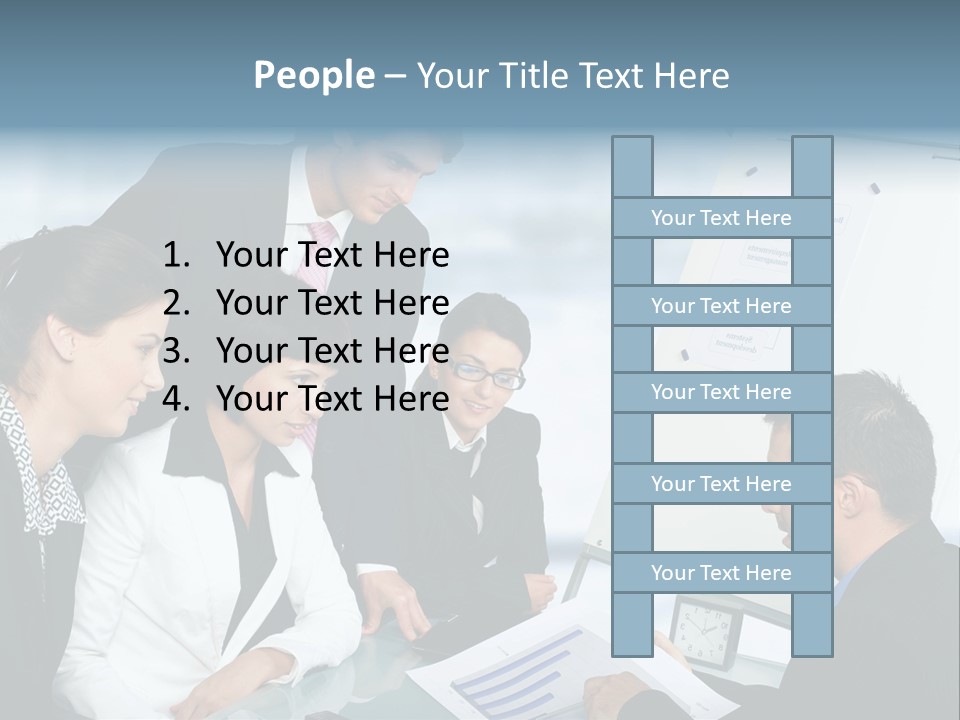 A Group Of Business People Looking At A Presentation PowerPoint Template