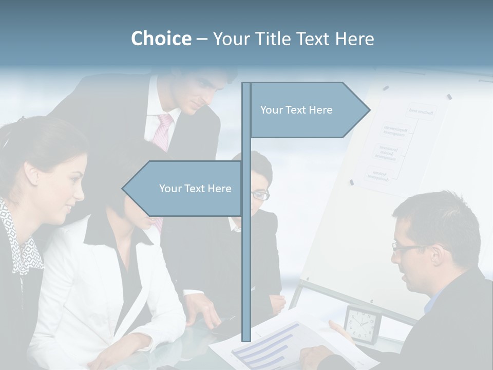 A Group Of Business People Looking At A Presentation PowerPoint Template