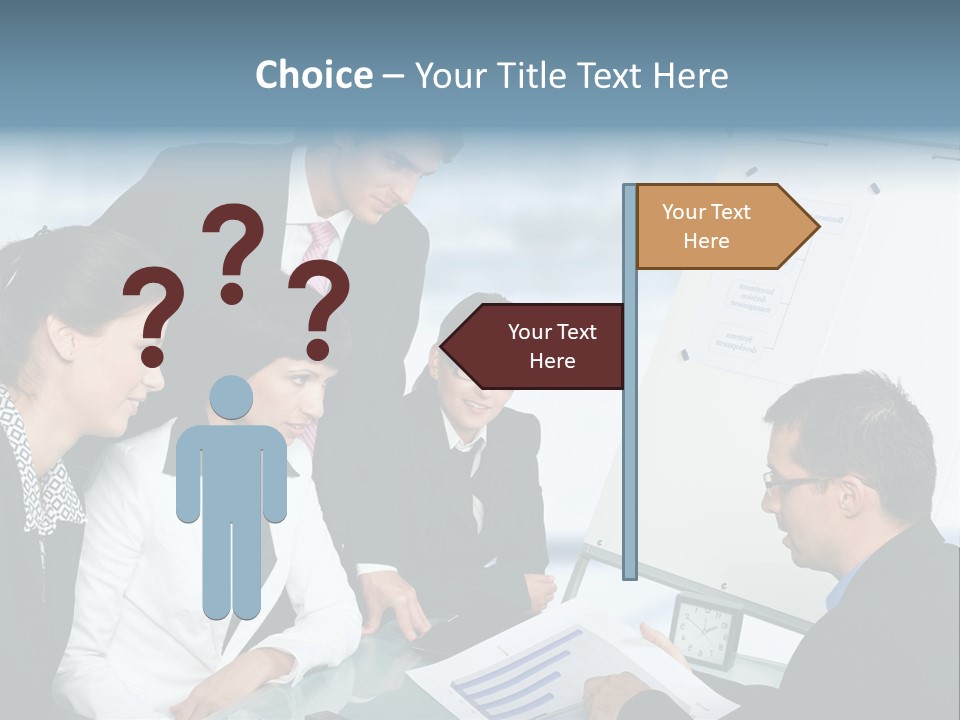 A Group Of Business People Looking At A Presentation PowerPoint Template