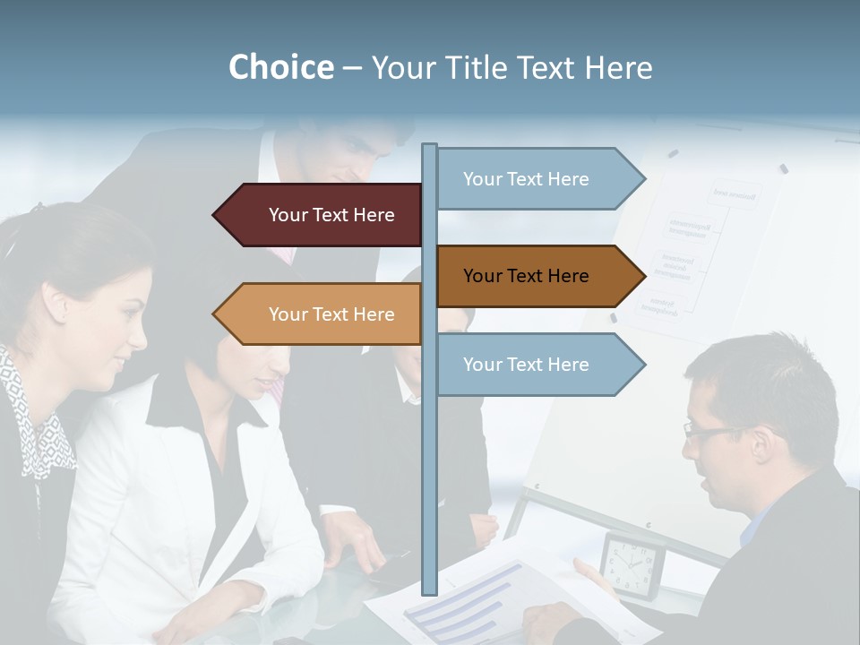 A Group Of Business People Looking At A Presentation PowerPoint Template