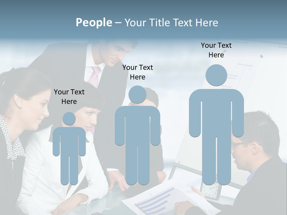 A Group Of Business People Looking At A Presentation PowerPoint Template