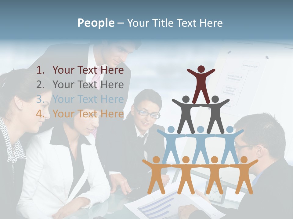 A Group Of Business People Looking At A Presentation PowerPoint Template