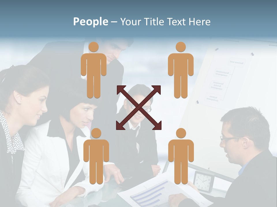A Group Of Business People Looking At A Presentation PowerPoint Template