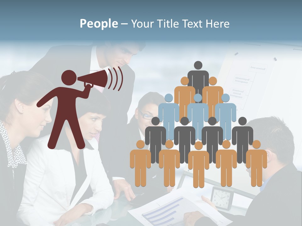 A Group Of Business People Looking At A Presentation PowerPoint Template