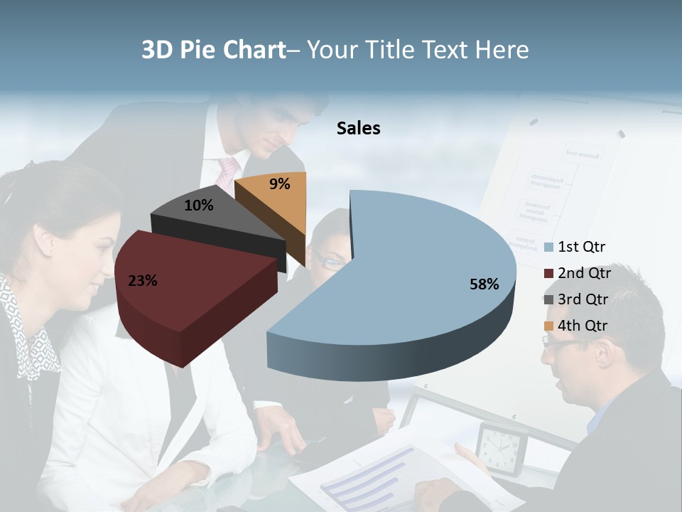 A Group Of Business People Looking At A Presentation PowerPoint Template