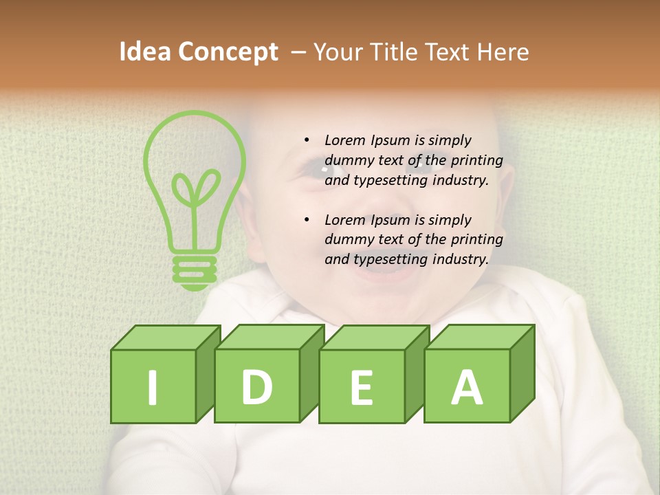 A Smiling Baby Laying On A Green Blanket PowerPoint Template