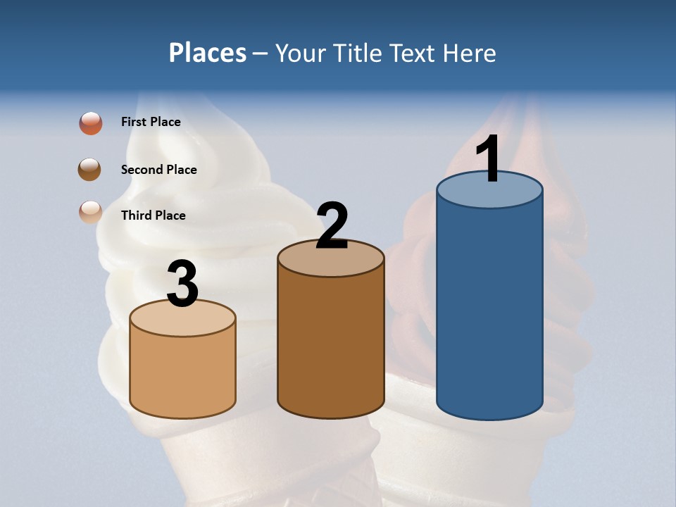Two Ice Cream Cones On A Blue Background PowerPoint Template