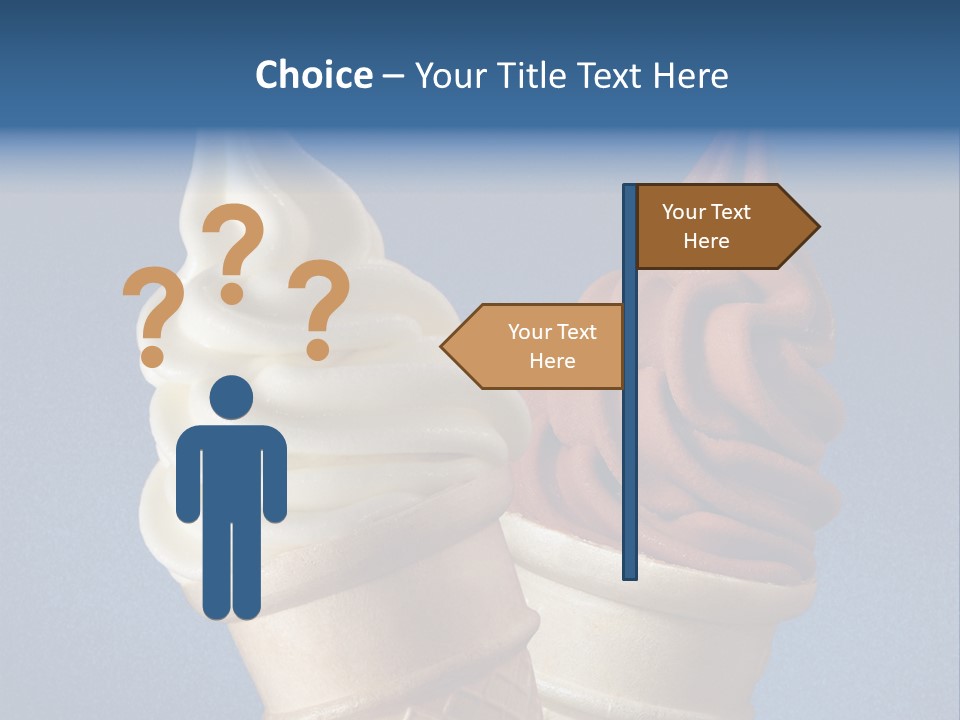 Two Ice Cream Cones On A Blue Background PowerPoint Template