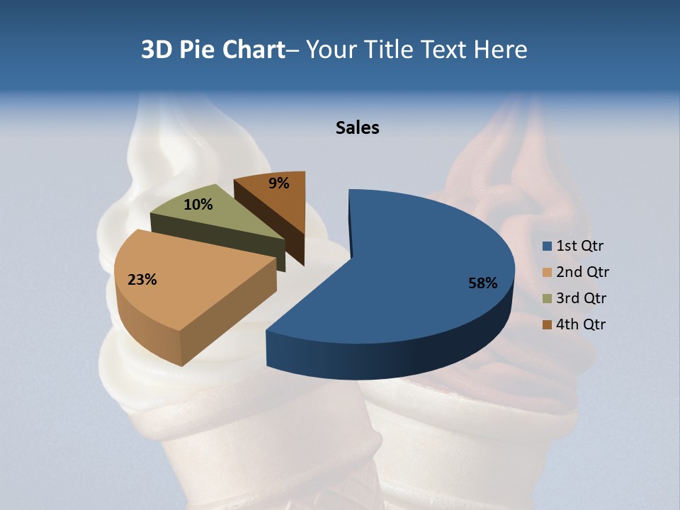 Two Ice Cream Cones On A Blue Background PowerPoint Template