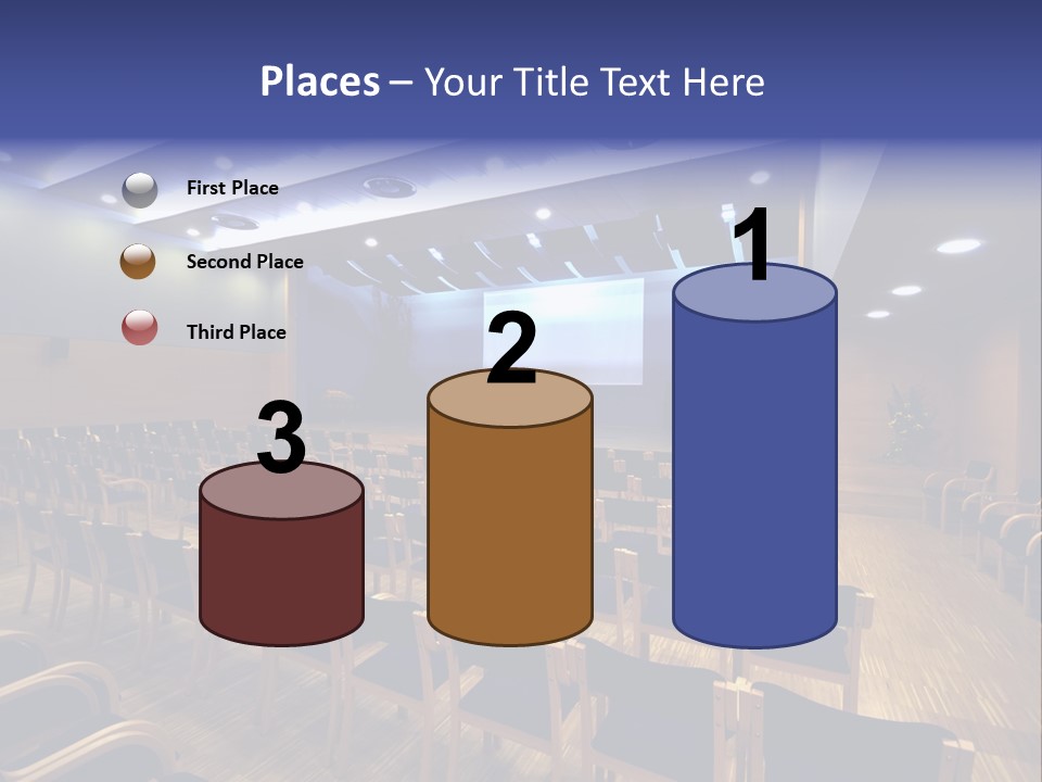 A Lecture Hall With Rows Of Chairs And A Projector Screen PowerPoint Template