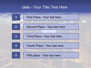 A Lecture Hall With Rows Of Chairs And A Projector Screen PowerPoint Template