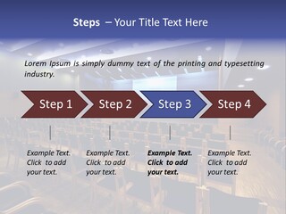 A Lecture Hall With Rows Of Chairs And A Projector Screen PowerPoint Template