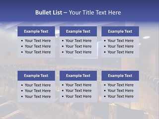 A Lecture Hall With Rows Of Chairs And A Projector Screen PowerPoint Template