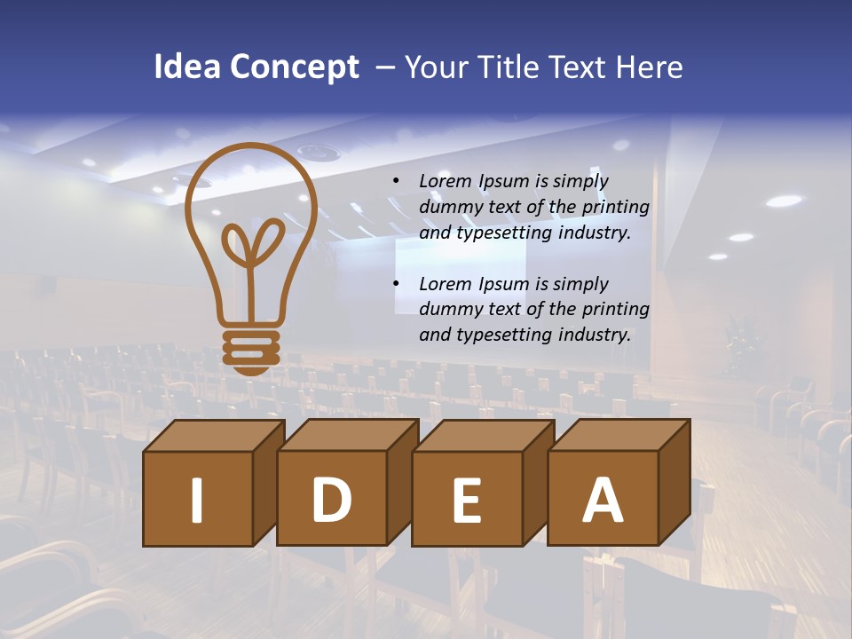 A Lecture Hall With Rows Of Chairs And A Projector Screen PowerPoint Template