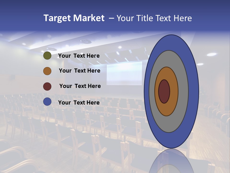 A Lecture Hall With Rows Of Chairs And A Projector Screen PowerPoint Template