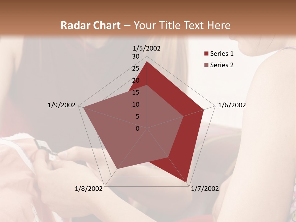 Two Women Sitting On A Couch Looking At A Piece Of Clothing PowerPoint Template