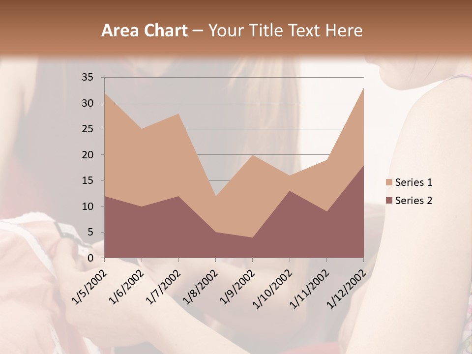 Two Women Sitting On A Couch Looking At A Piece Of Clothing PowerPoint Template