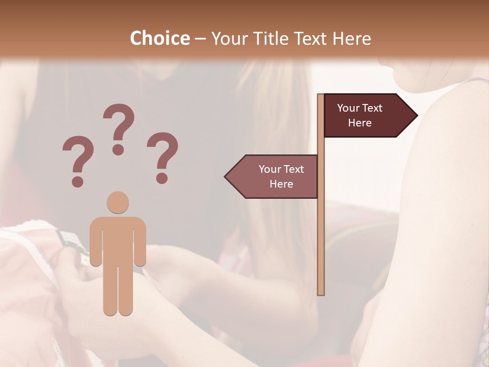 Two Women Sitting On A Couch Looking At A Piece Of Clothing PowerPoint Template