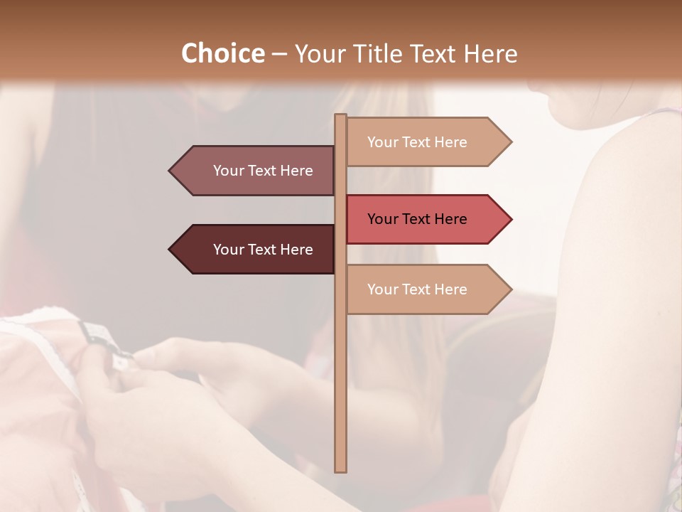 Two Women Sitting On A Couch Looking At A Piece Of Clothing PowerPoint Template