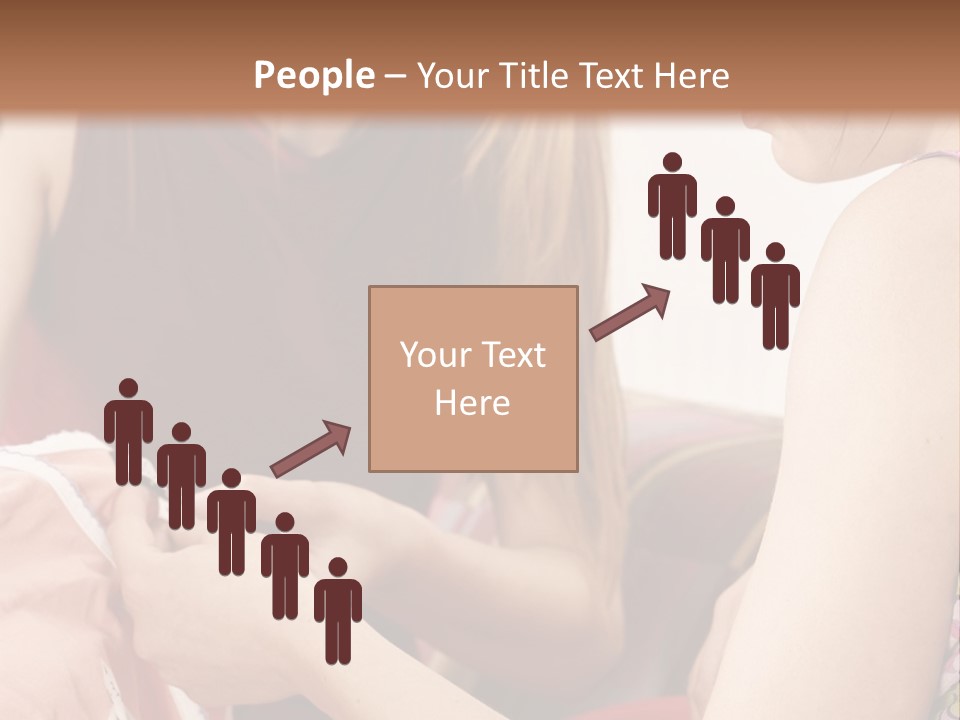 Two Women Sitting On A Couch Looking At A Piece Of Clothing PowerPoint Template