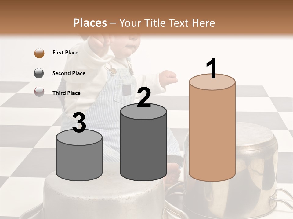 A Baby Playing With A Drum On A Checkered Floor PowerPoint Template