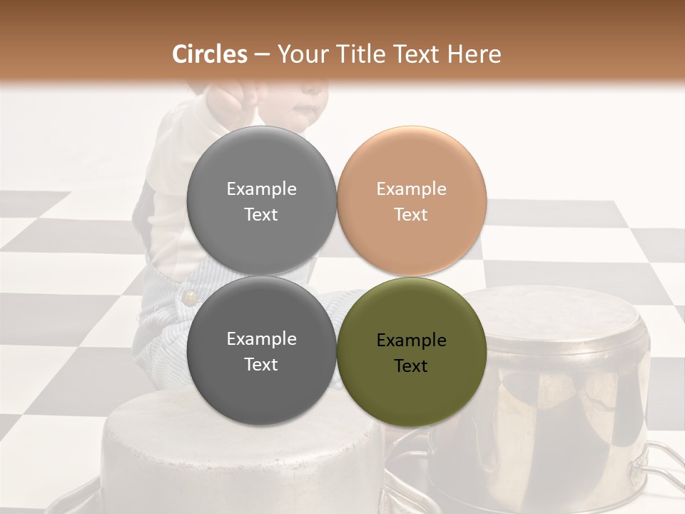 A Baby Playing With A Drum On A Checkered Floor PowerPoint Template