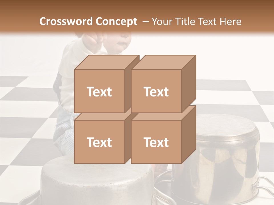 A Baby Playing With A Drum On A Checkered Floor PowerPoint Template