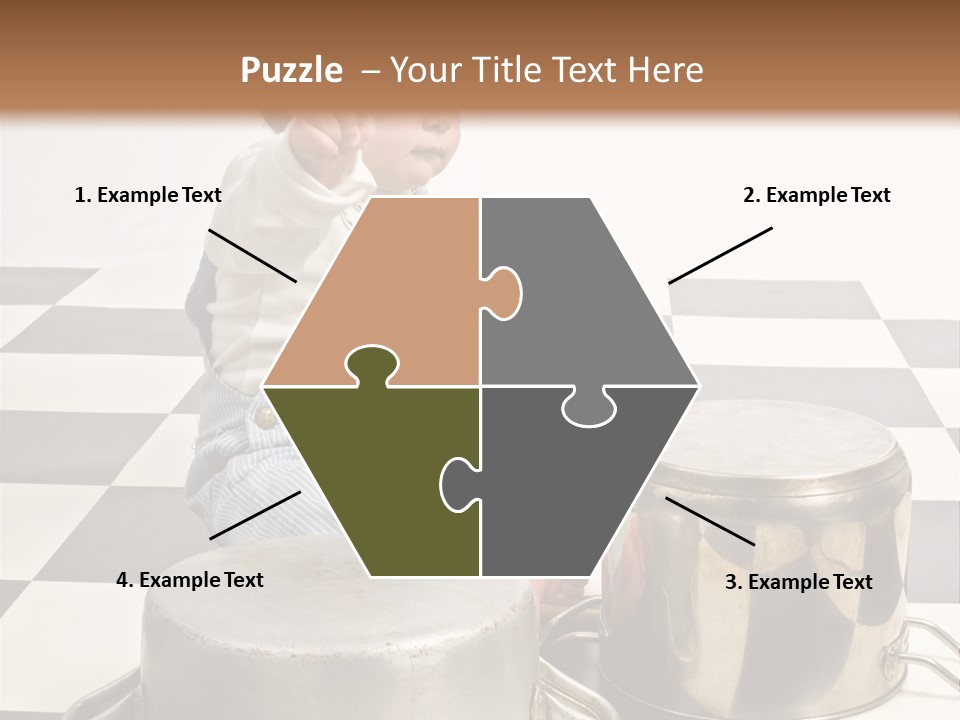 A Baby Playing With A Drum On A Checkered Floor PowerPoint Template