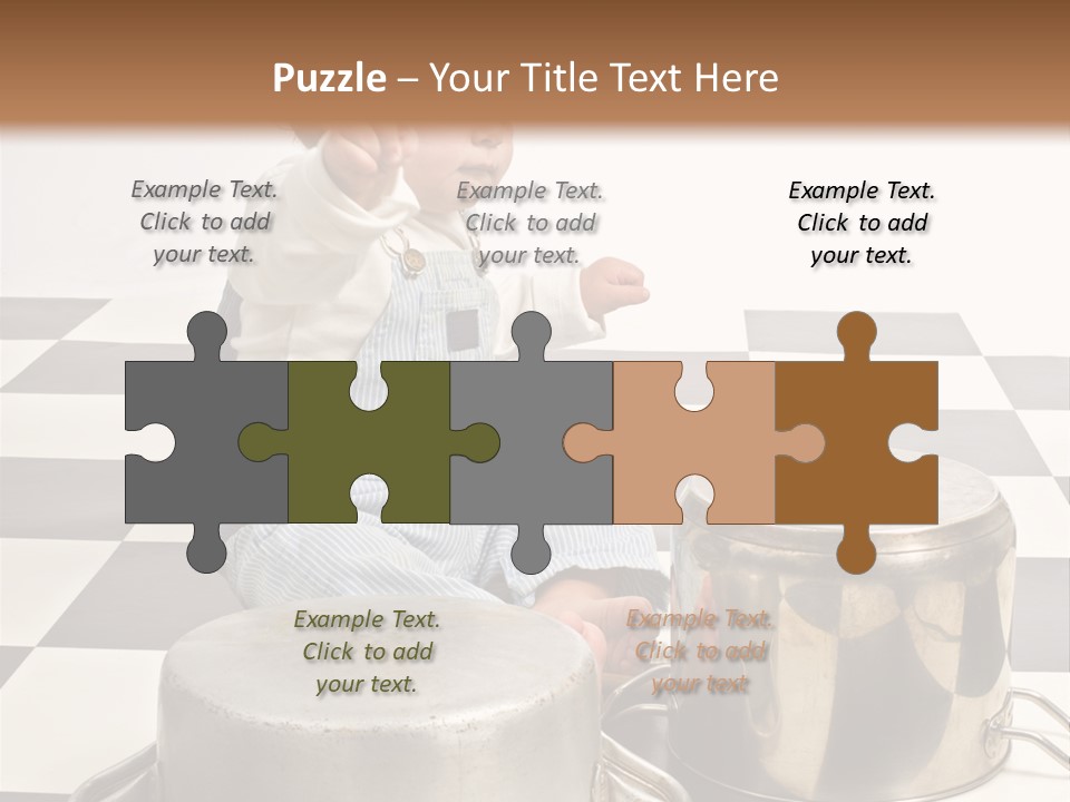 A Baby Playing With A Drum On A Checkered Floor PowerPoint Template