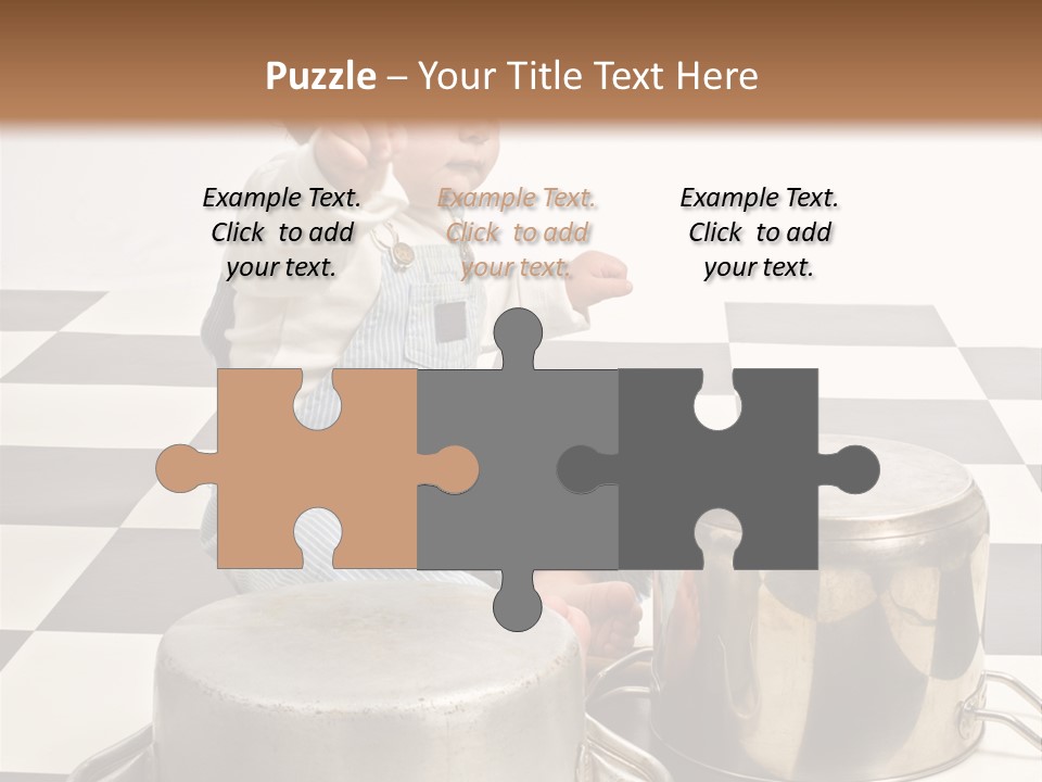 A Baby Playing With A Drum On A Checkered Floor PowerPoint Template