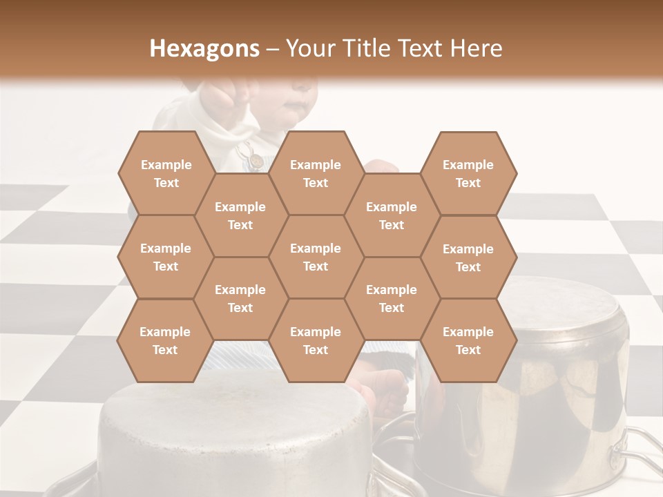 A Baby Playing With A Drum On A Checkered Floor PowerPoint Template