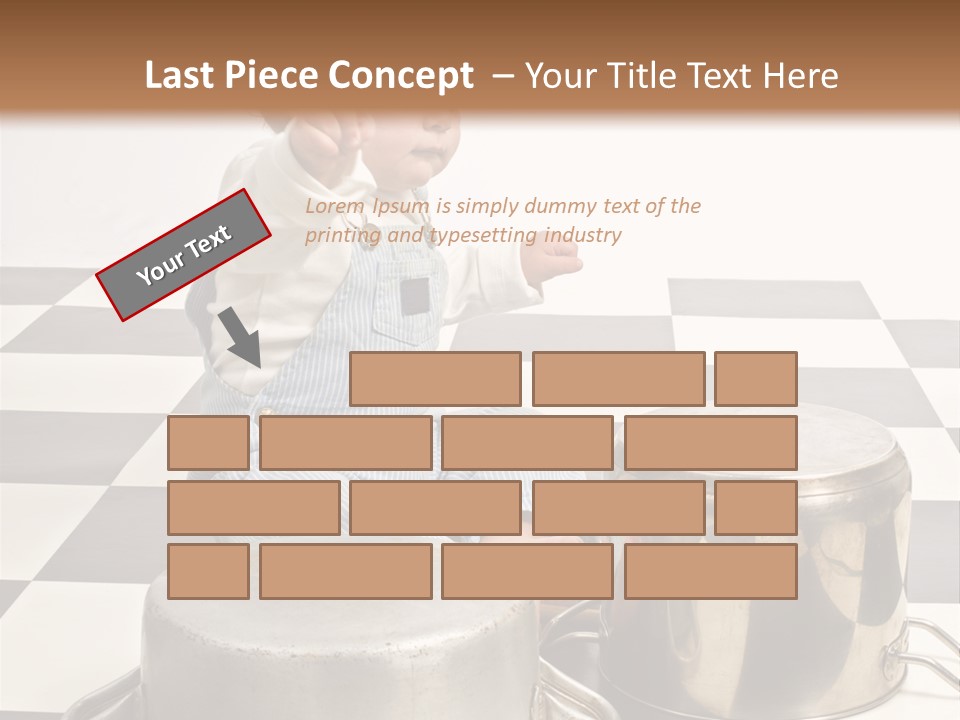 A Baby Playing With A Drum On A Checkered Floor PowerPoint Template