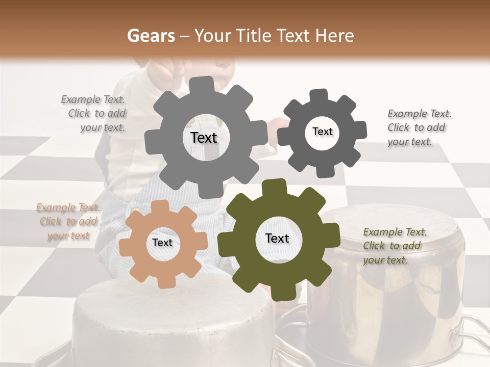 A Baby Playing With A Drum On A Checkered Floor PowerPoint Template