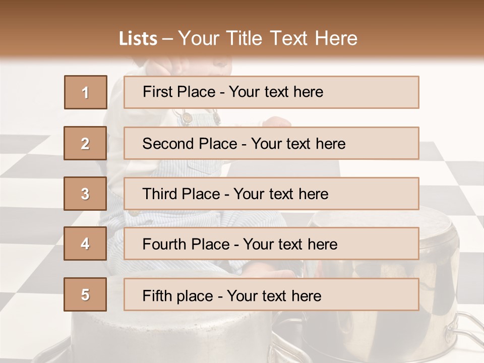 A Baby Playing With A Drum On A Checkered Floor PowerPoint Template