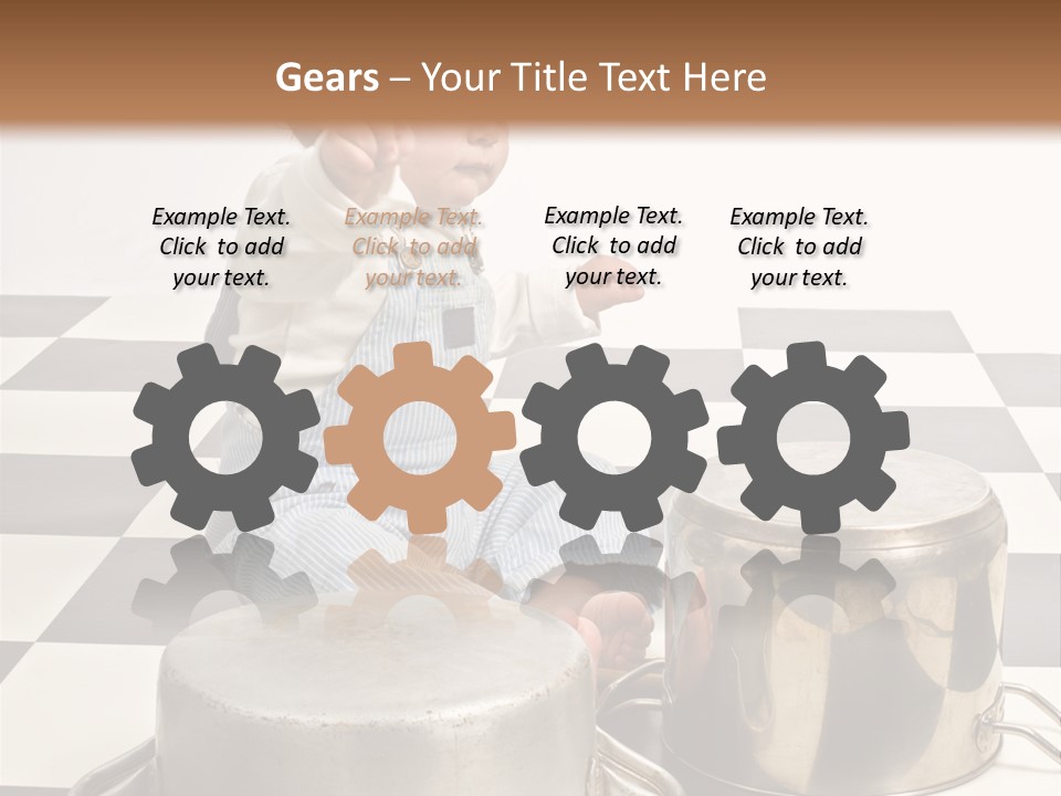 A Baby Playing With A Drum On A Checkered Floor PowerPoint Template