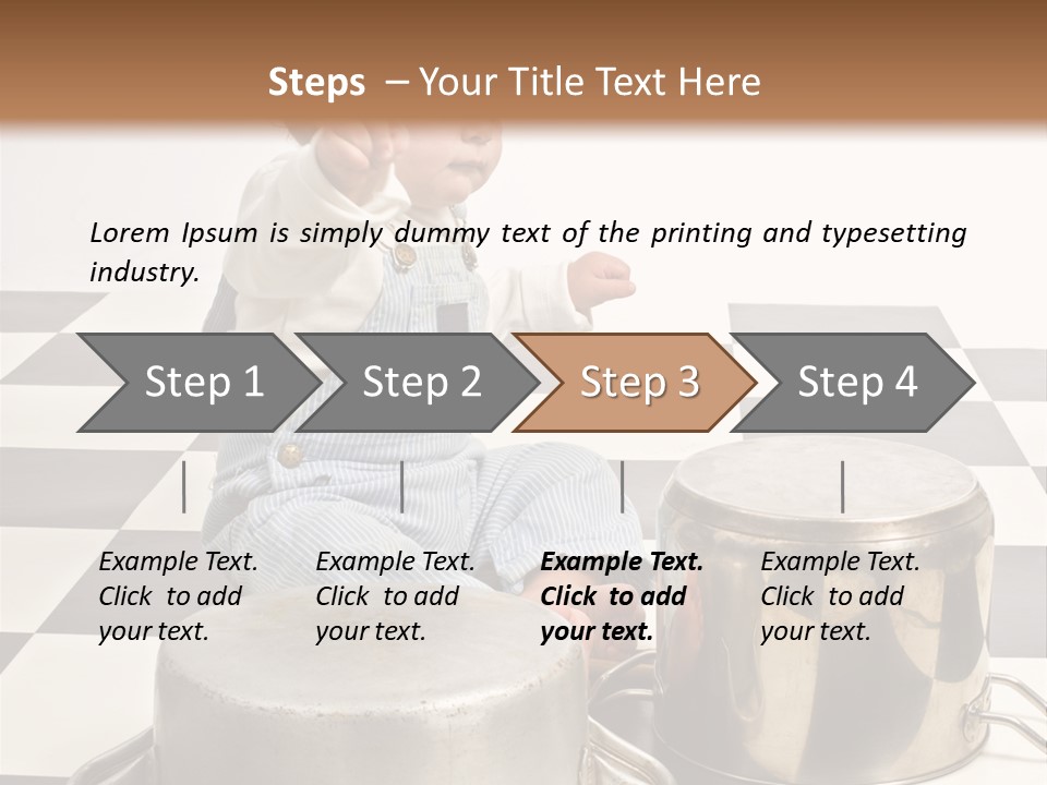 A Baby Playing With A Drum On A Checkered Floor PowerPoint Template