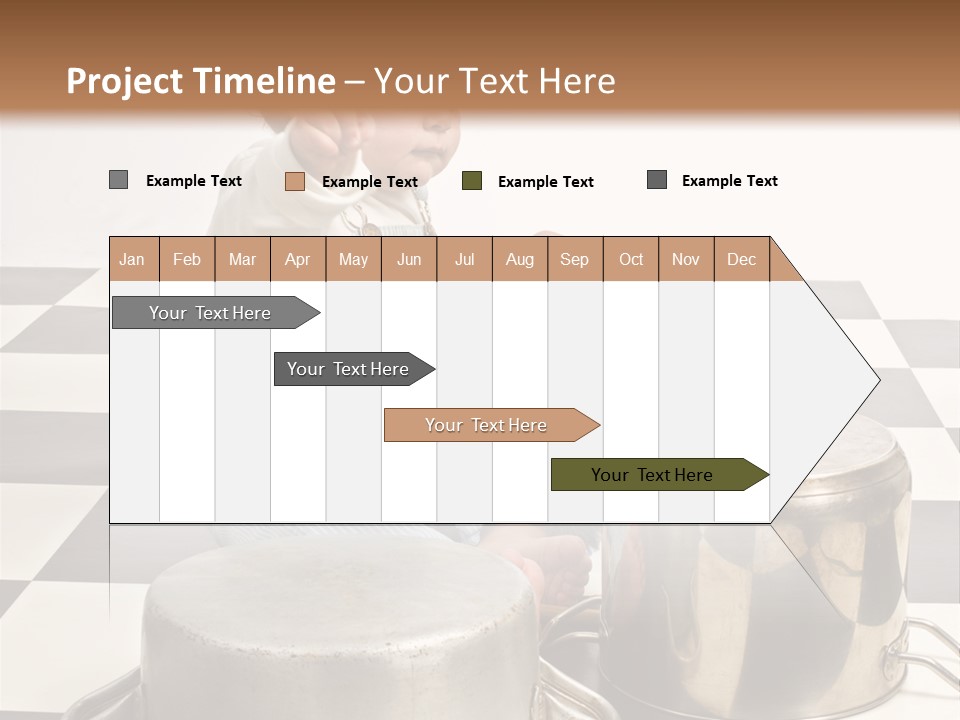 A Baby Playing With A Drum On A Checkered Floor PowerPoint Template