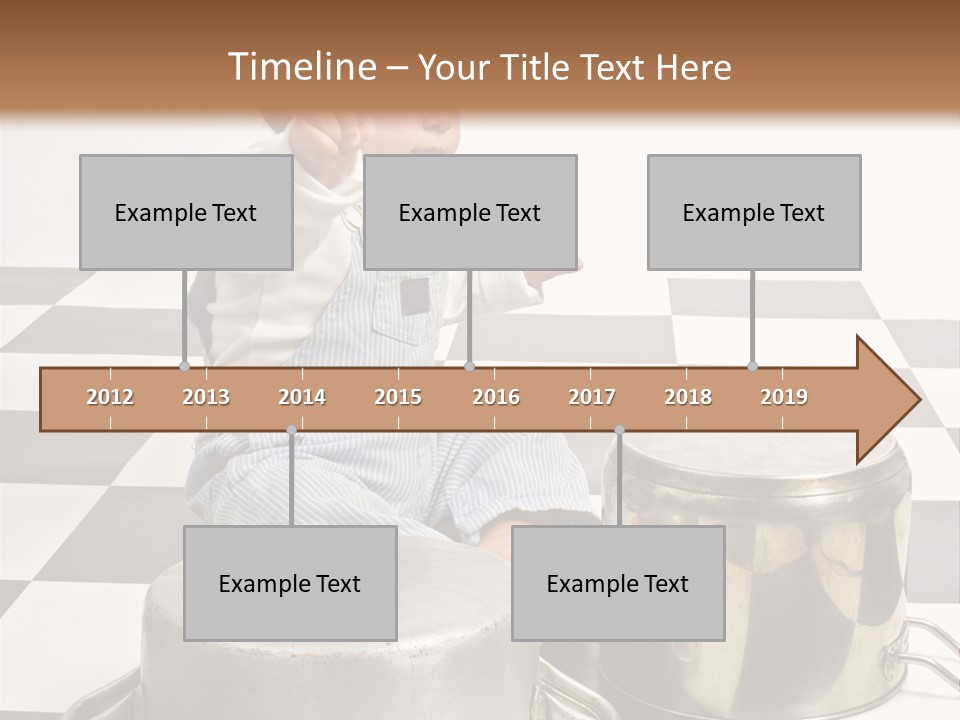 A Baby Playing With A Drum On A Checkered Floor PowerPoint Template