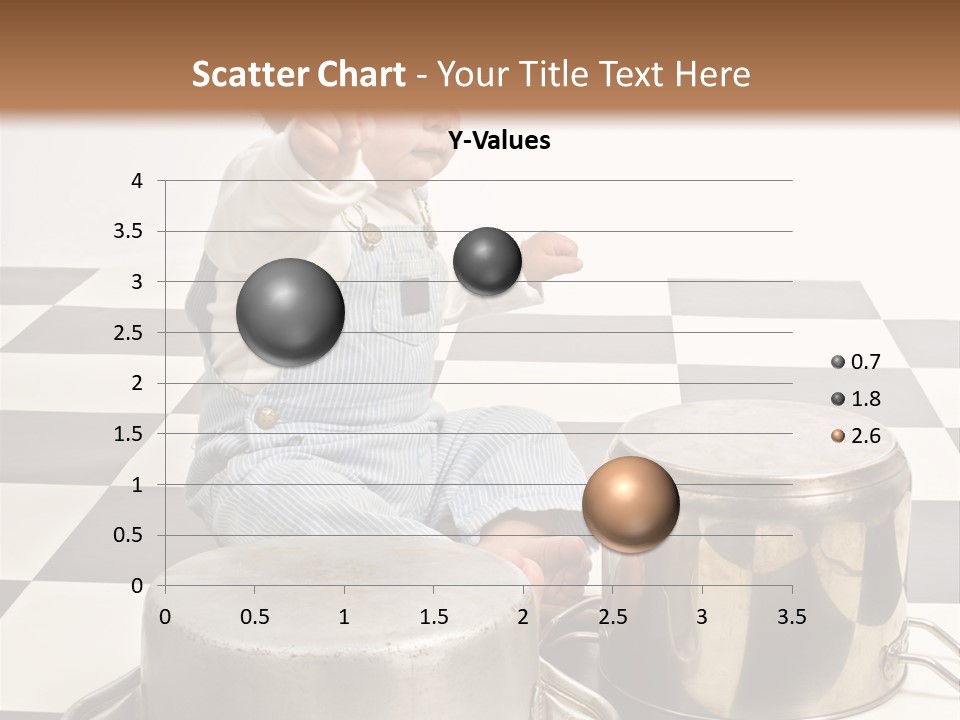 A Baby Playing With A Drum On A Checkered Floor PowerPoint Template