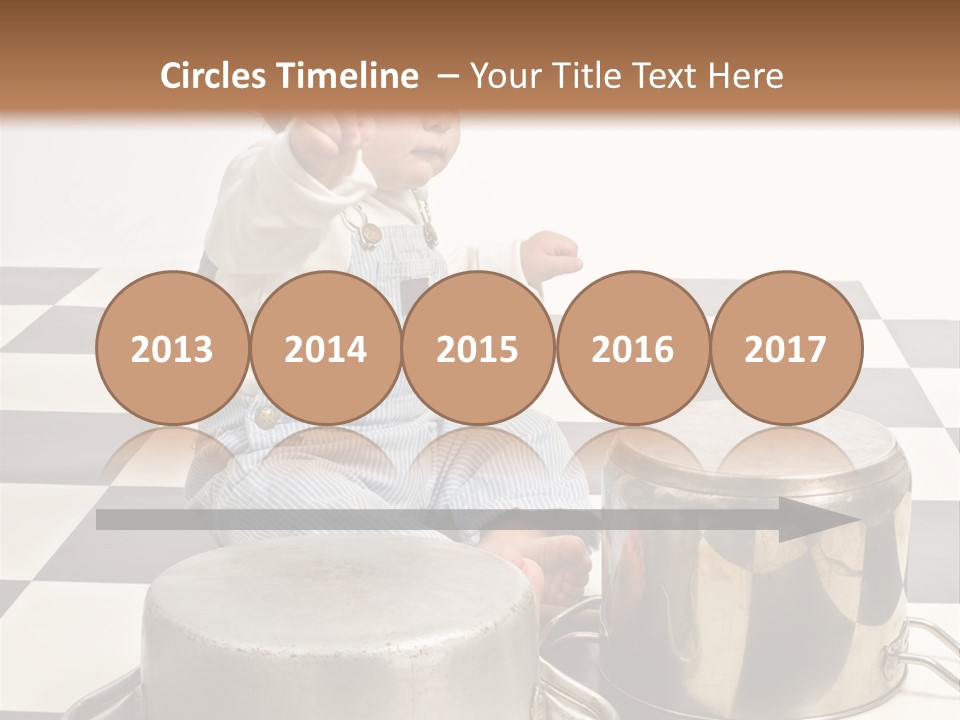 A Baby Playing With A Drum On A Checkered Floor PowerPoint Template