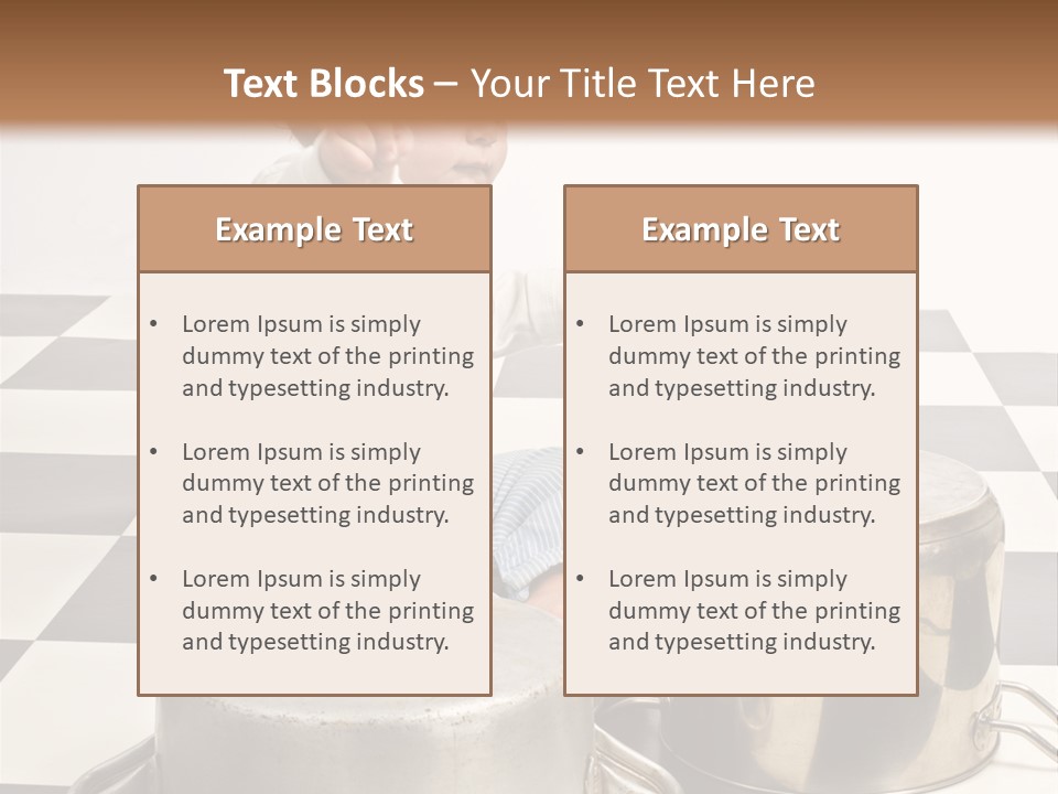 A Baby Playing With A Drum On A Checkered Floor PowerPoint Template