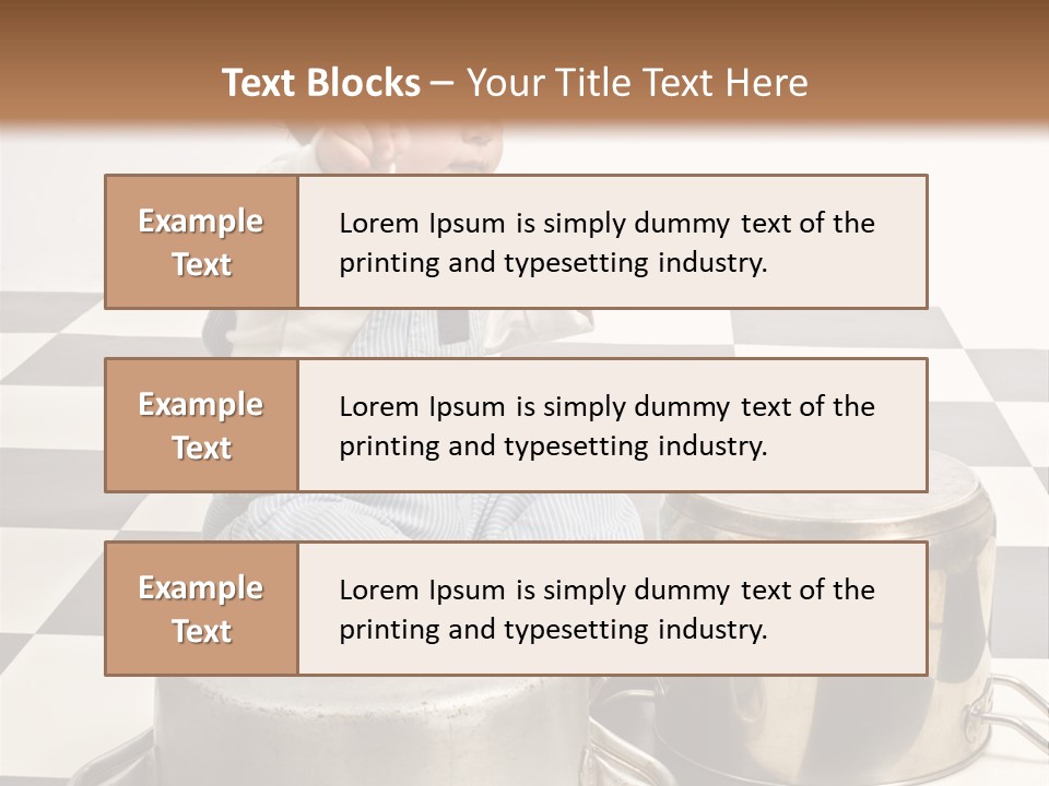 A Baby Playing With A Drum On A Checkered Floor PowerPoint Template
