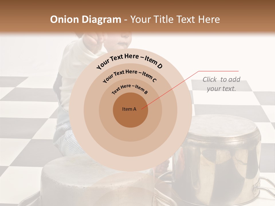 A Baby Playing With A Drum On A Checkered Floor PowerPoint Template