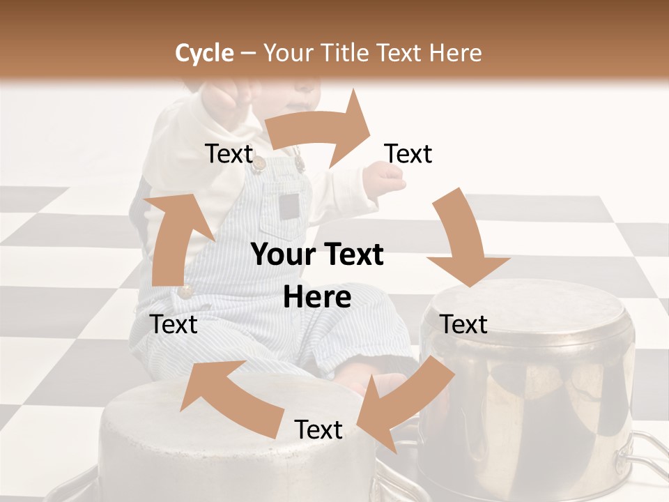 A Baby Playing With A Drum On A Checkered Floor PowerPoint Template