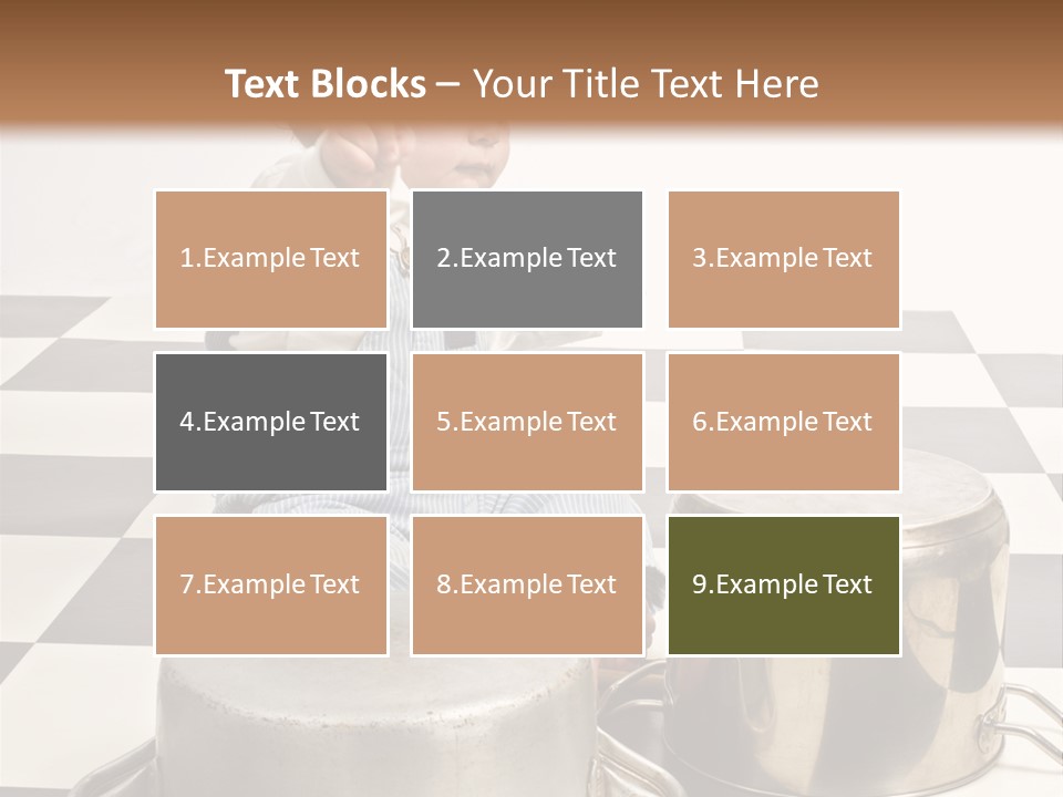 A Baby Playing With A Drum On A Checkered Floor PowerPoint Template