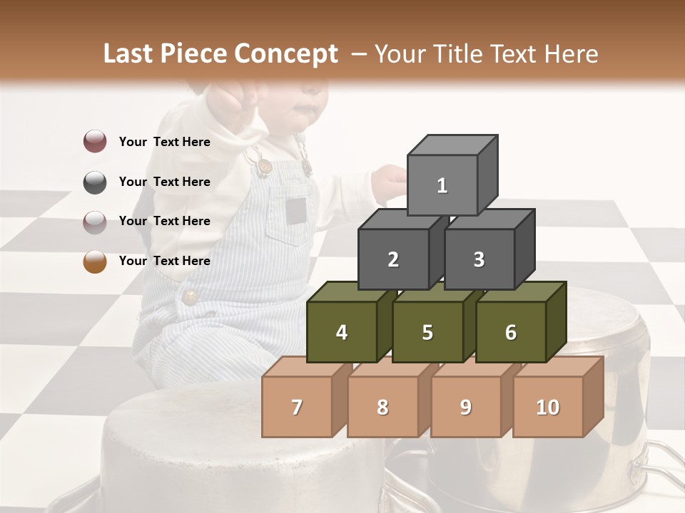 A Baby Playing With A Drum On A Checkered Floor PowerPoint Template