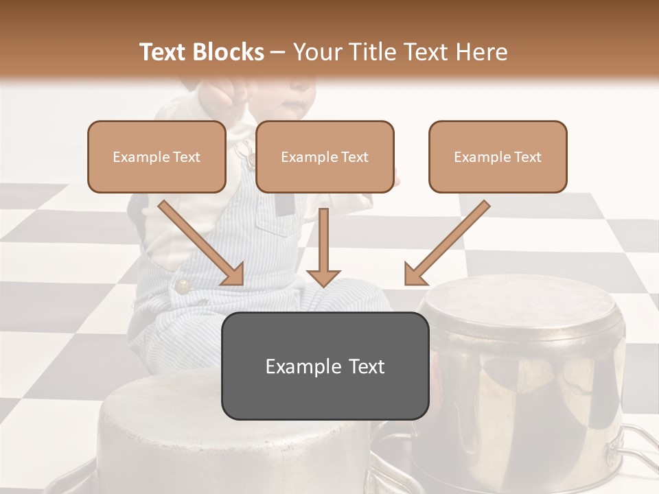 A Baby Playing With A Drum On A Checkered Floor PowerPoint Template